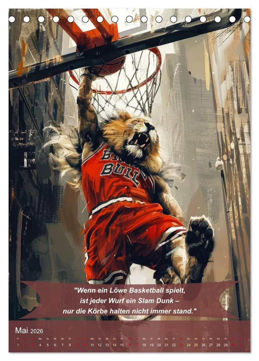 Bild: 9783516254945 | Der tierisch lustige Basketball-Kalender (Tischkalender 2026 DIN A5...