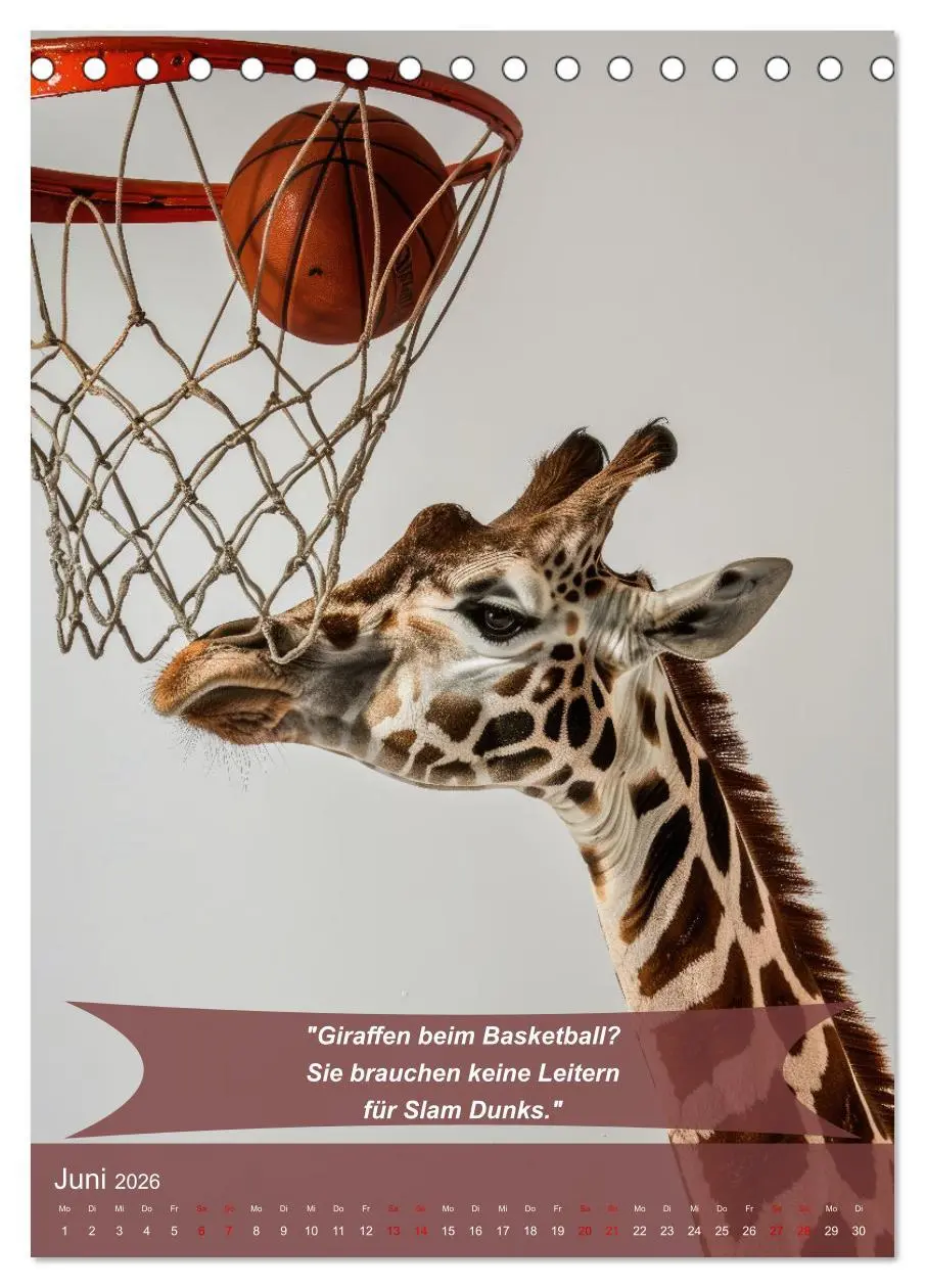 Bild: 9783516254945 | Der tierisch lustige Basketball-Kalender (Tischkalender 2026 DIN A5...