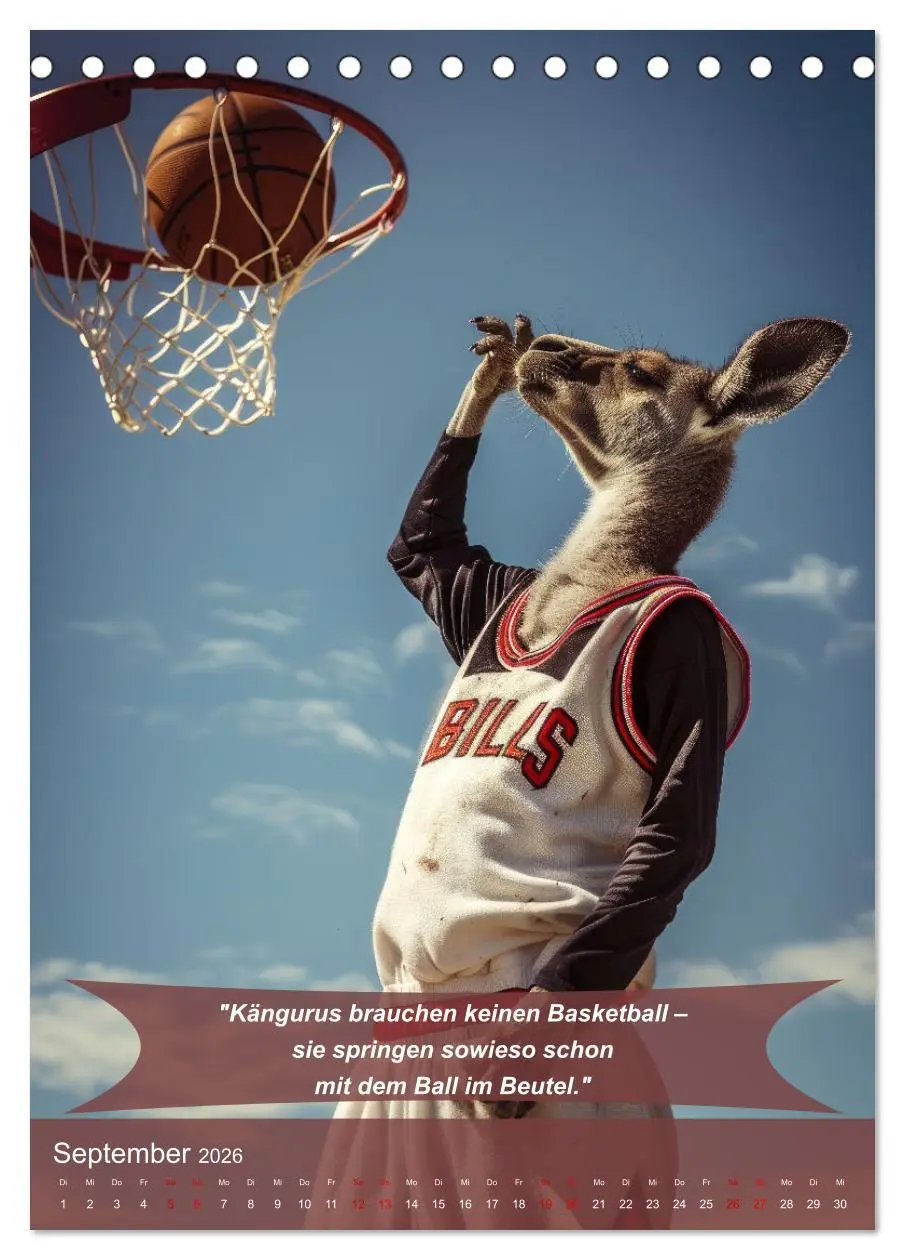 Bild: 9783516254945 | Der tierisch lustige Basketball-Kalender (Tischkalender 2026 DIN A5...