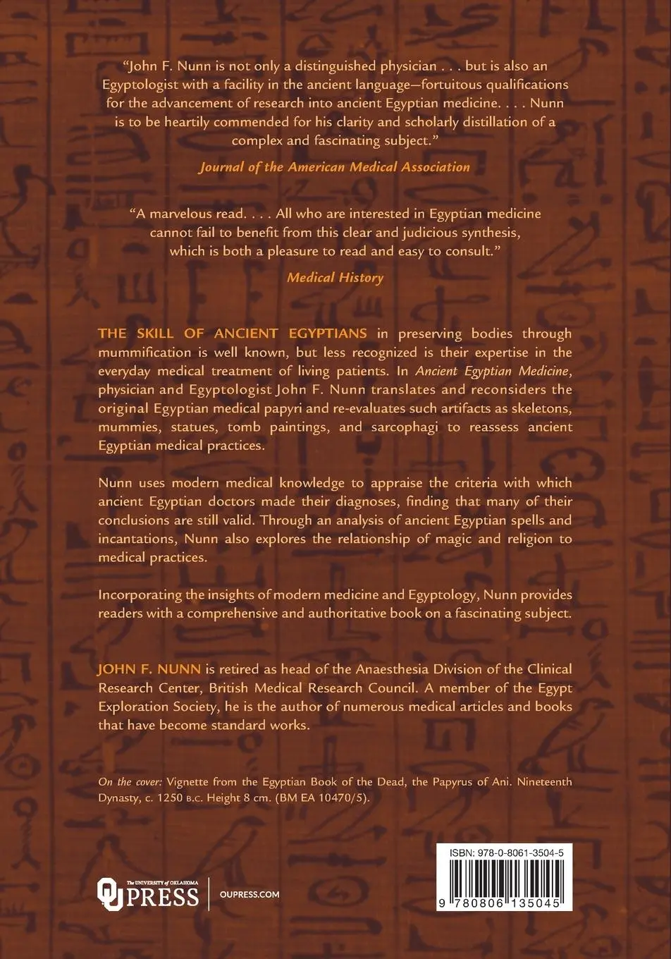 Rückseite: 9780806135045 | Ancient Egyptian Medicine | John F. Nunn | Taschenbuch | Englisch