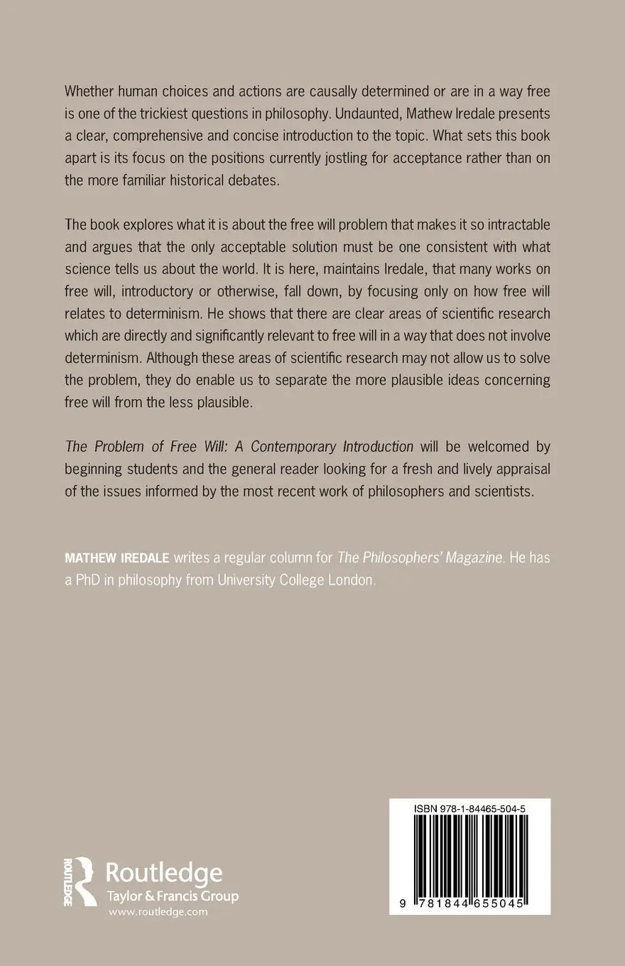 Rückseite: 9781844655045 | The Problem of Free Will | A Contemporary Introduction | Iredale