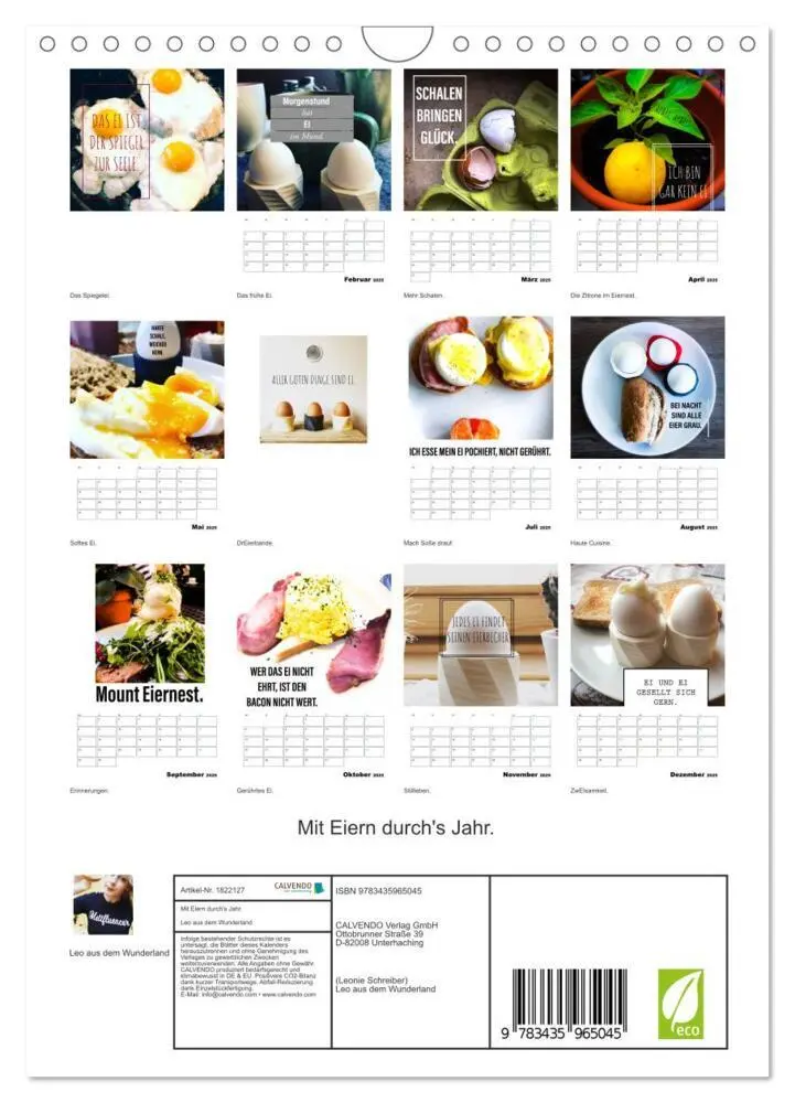 Bild: 9783435965045 | Mit Eiern durch's Jahr. (Wandkalender 2025 DIN A4 hoch), CALVENDO...