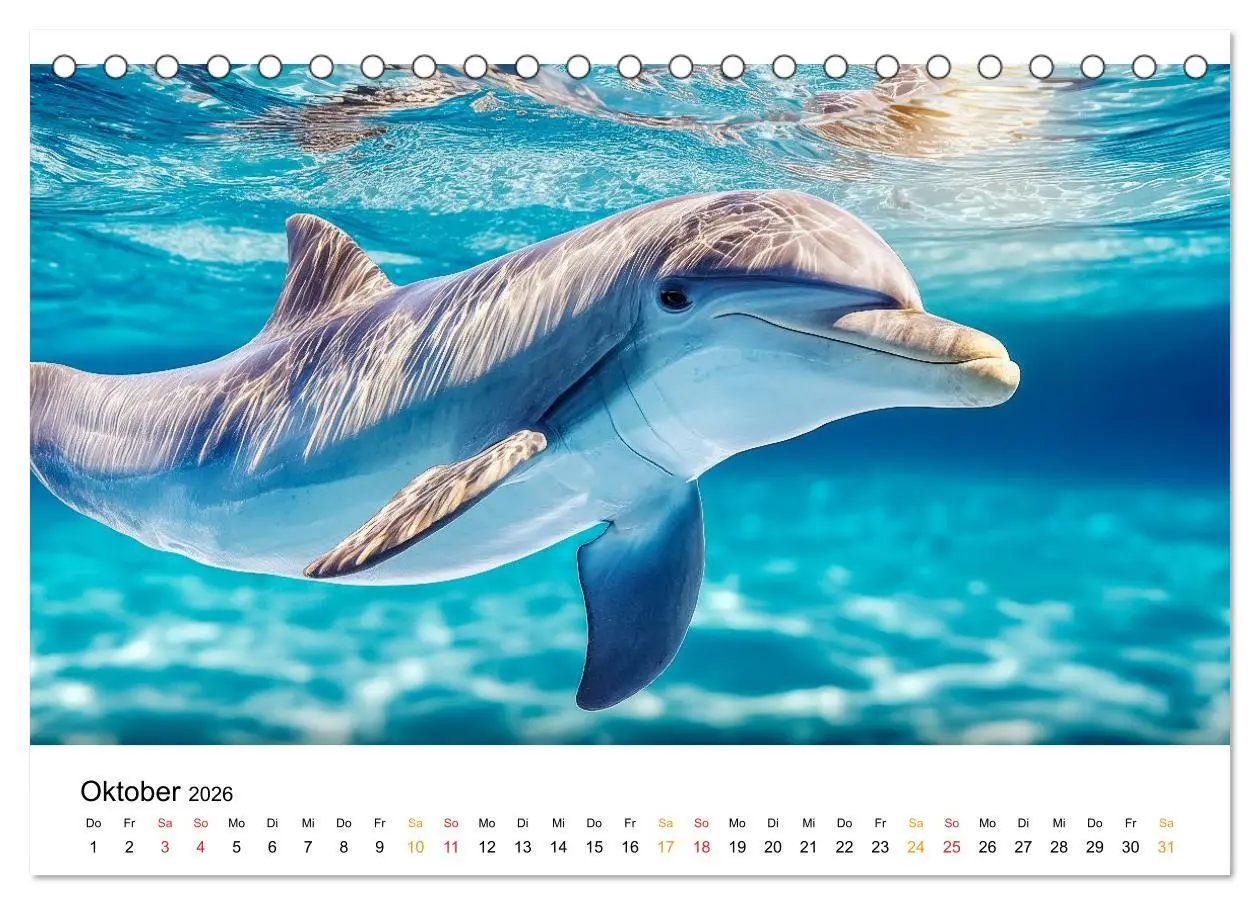 Bild: 9783516215045 | Delfine - Wellen Künstler (Tischkalender 2026 DIN A5 quer),...