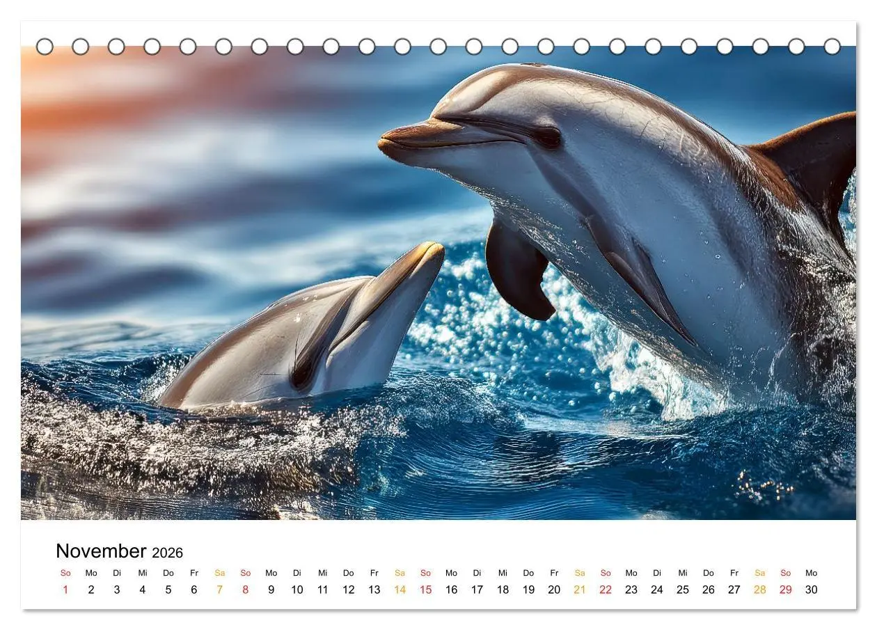 Bild: 9783516215045 | Delfine - Wellen Künstler (Tischkalender 2026 DIN A5 quer),...