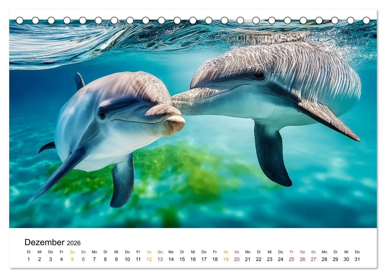 Bild: 9783516215045 | Delfine - Wellen Künstler (Tischkalender 2026 DIN A5 quer),...
