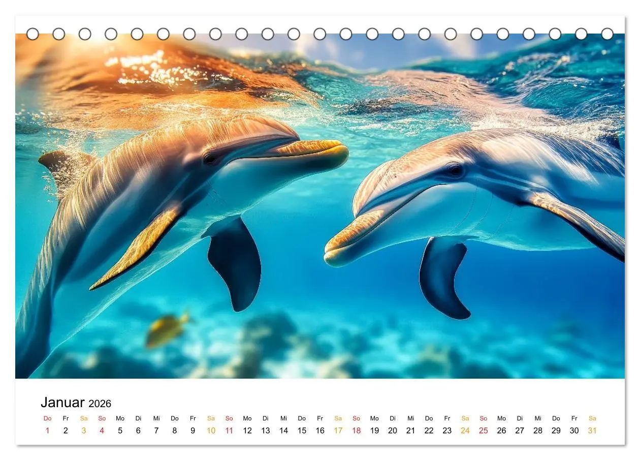 Bild: 9783516215045 | Delfine - Wellen Künstler (Tischkalender 2026 DIN A5 quer),...