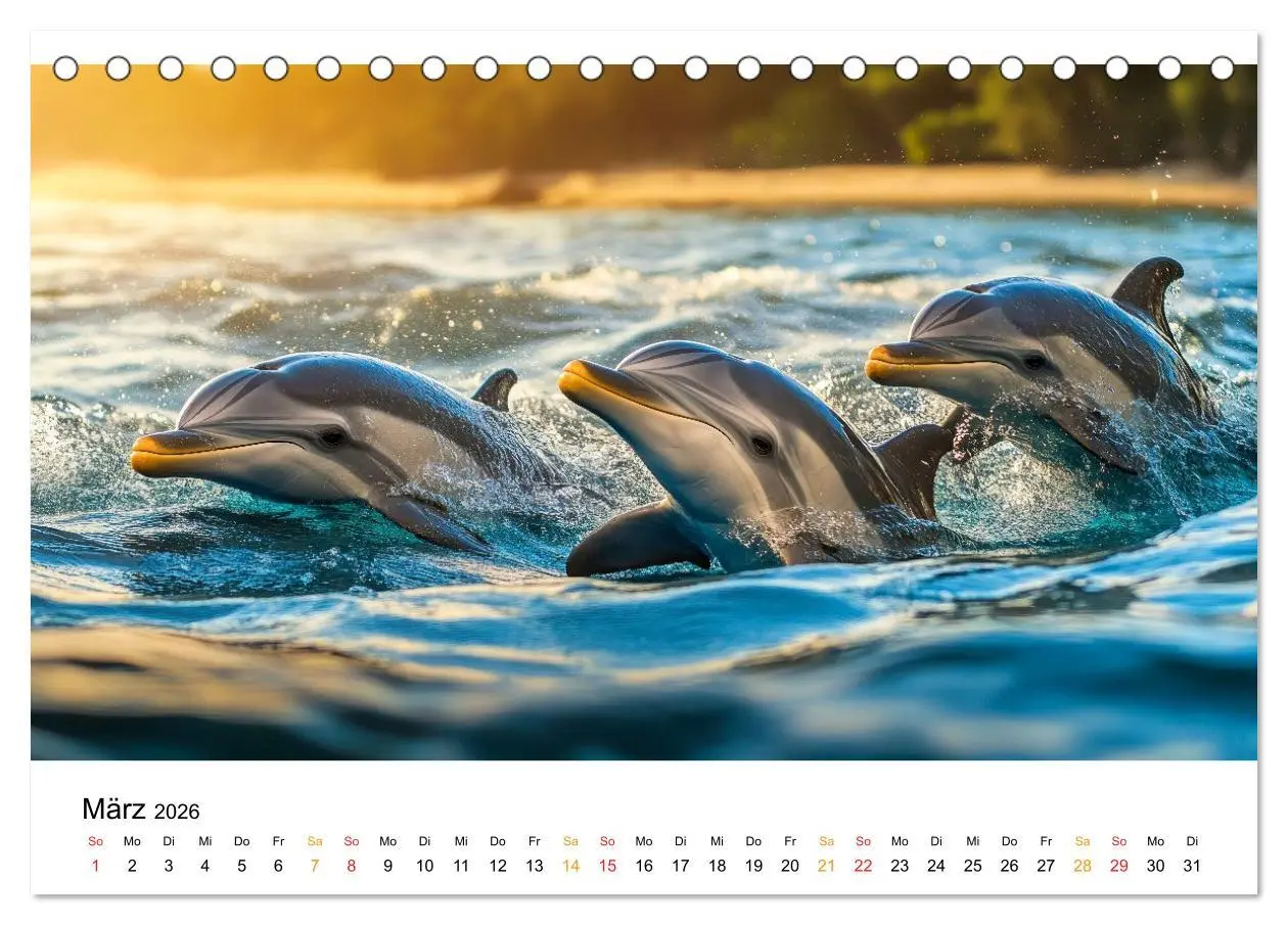 Bild: 9783516215045 | Delfine - Wellen Künstler (Tischkalender 2026 DIN A5 quer),...