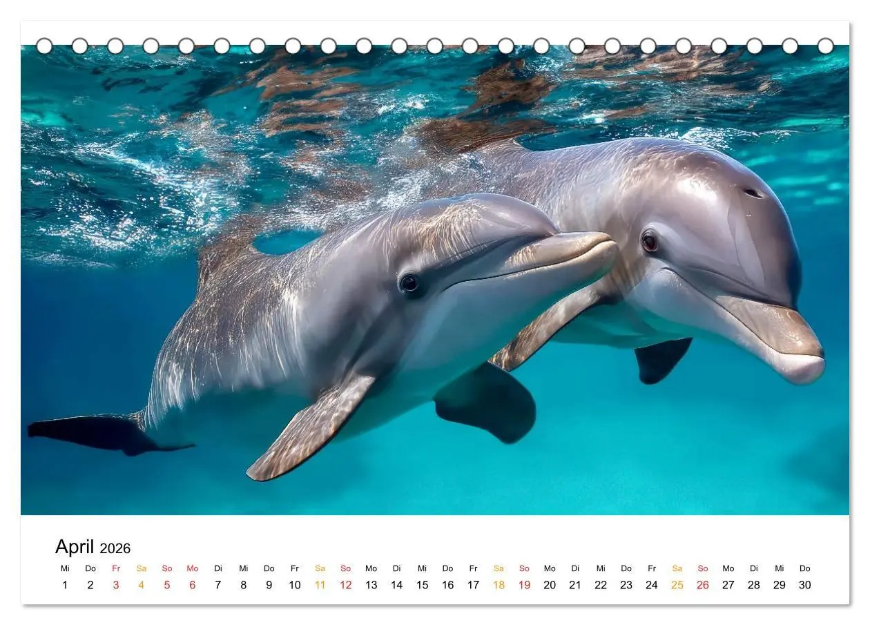 Bild: 9783516215045 | Delfine - Wellen Künstler (Tischkalender 2026 DIN A5 quer),...