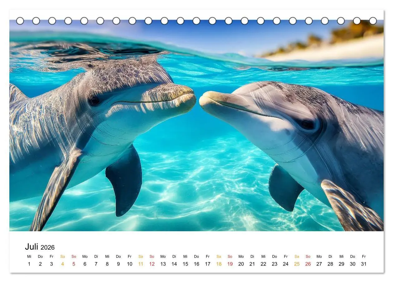Bild: 9783516215045 | Delfine - Wellen Künstler (Tischkalender 2026 DIN A5 quer),...