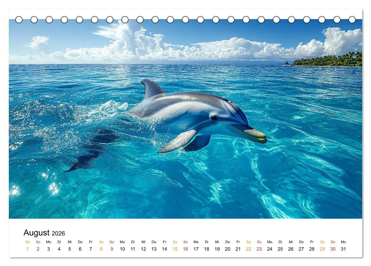 Bild: 9783516215045 | Delfine - Wellen Künstler (Tischkalender 2026 DIN A5 quer),...