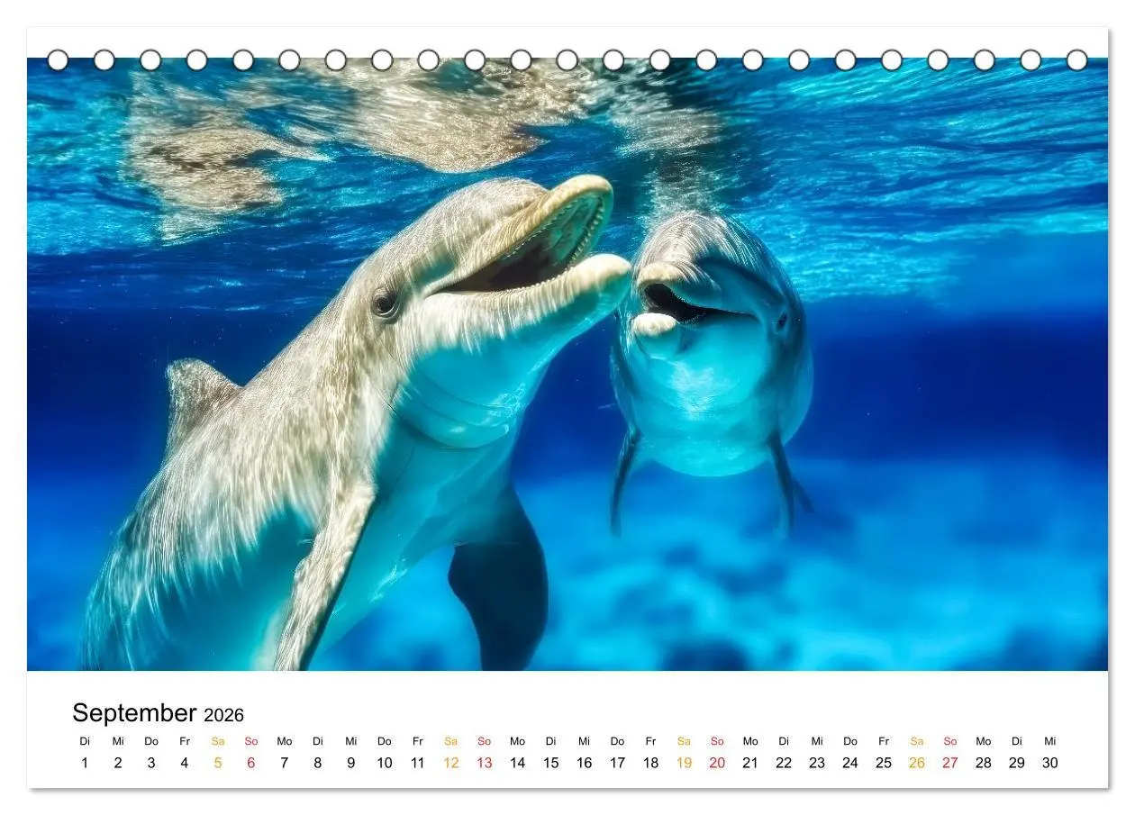 Bild: 9783516215045 | Delfine - Wellen Künstler (Tischkalender 2026 DIN A5 quer),...