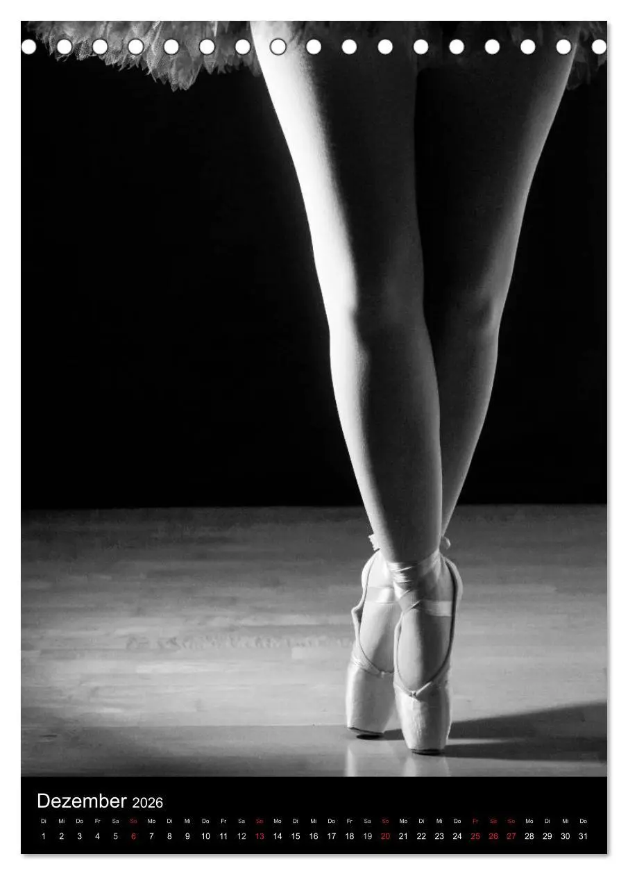 Bild: 9783516455045 | Ballett in Schwarzweiss (Tischkalender 2026 DIN A5 hoch), CALVENDO...