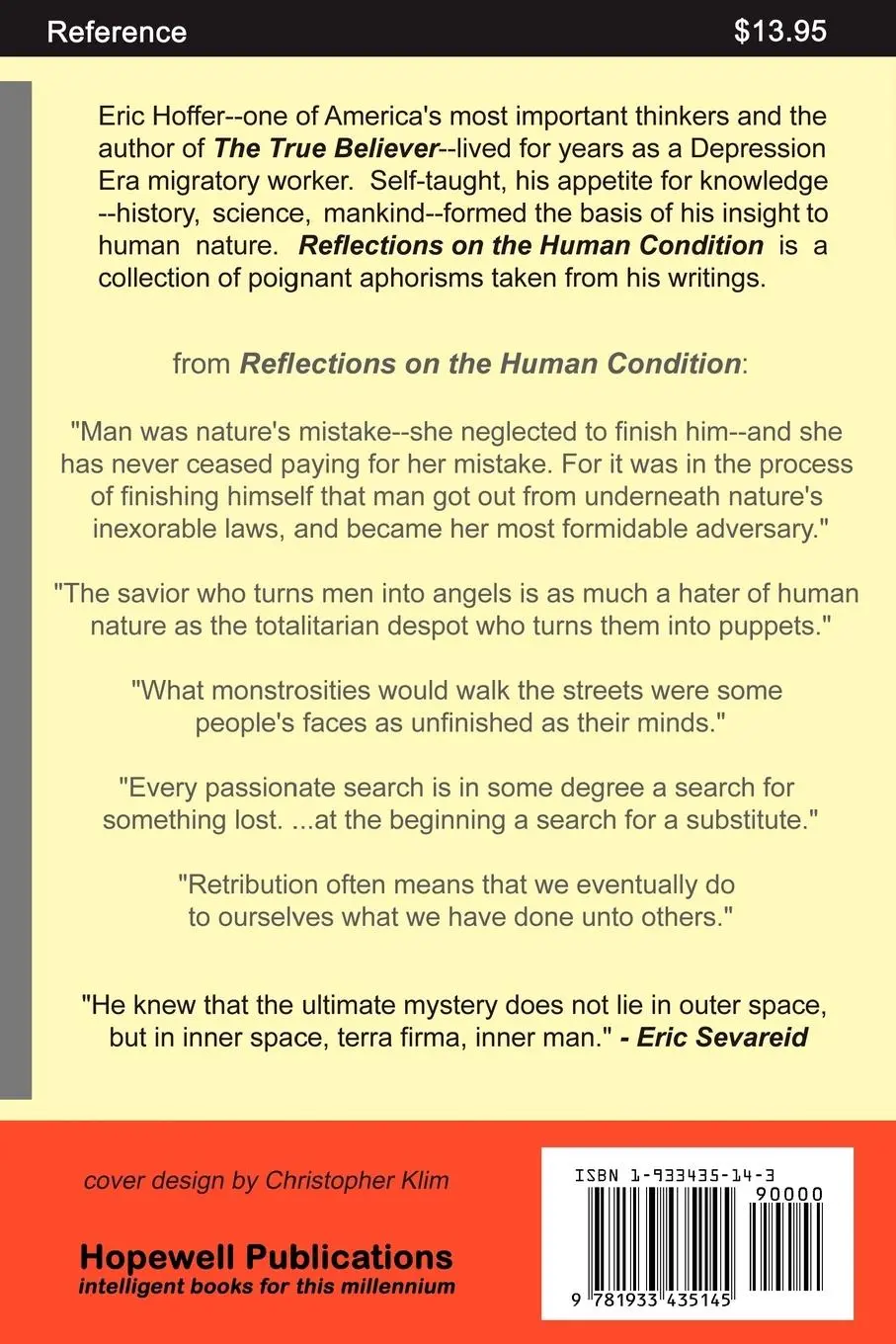 Rückseite: 9781933435145 | Reflections on the Human Condition | Eric Hoffer | Taschenbuch | 2006