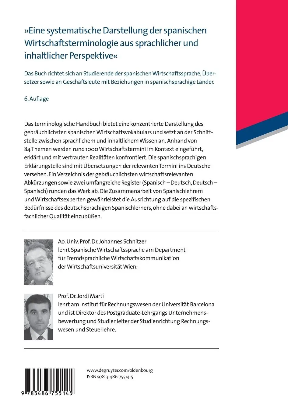 Rückseite: 9783486755145 | Wirtschaftsspanisch | Jordi Martí (u. a.) | Taschenbuch | X | Deutsch