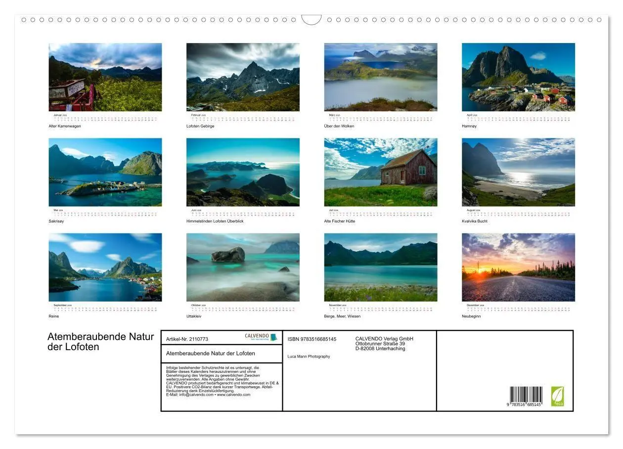 Bild: 9783516685145 | Atemberaubende Natur der Lofoten (Wandkalender 2026 DIN A2 quer),...