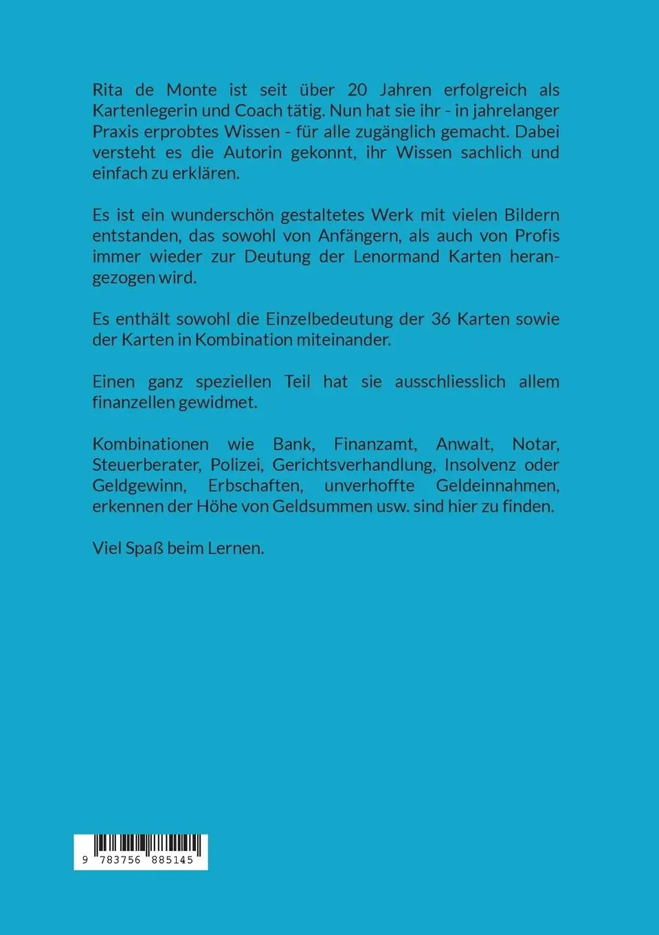 Rückseite: 9783756885145 | Finanzen deuten | Lenormand Karten | Rita de Monte | Taschenbuch