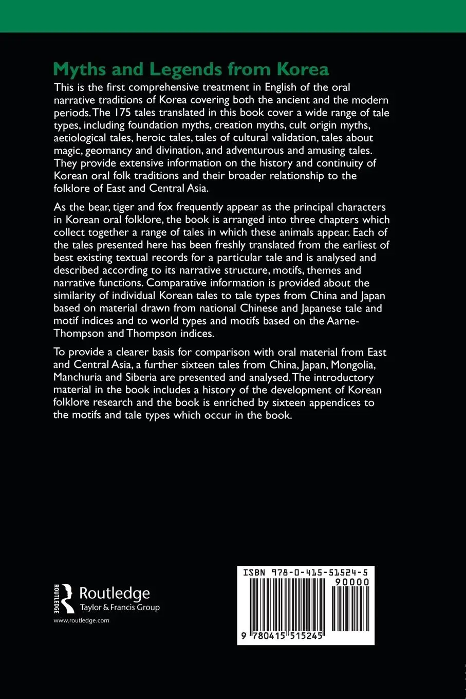 Rückseite: 9780415515245 | Myths and Legends from Korea | James H. Grayson | Taschenbuch | 2012