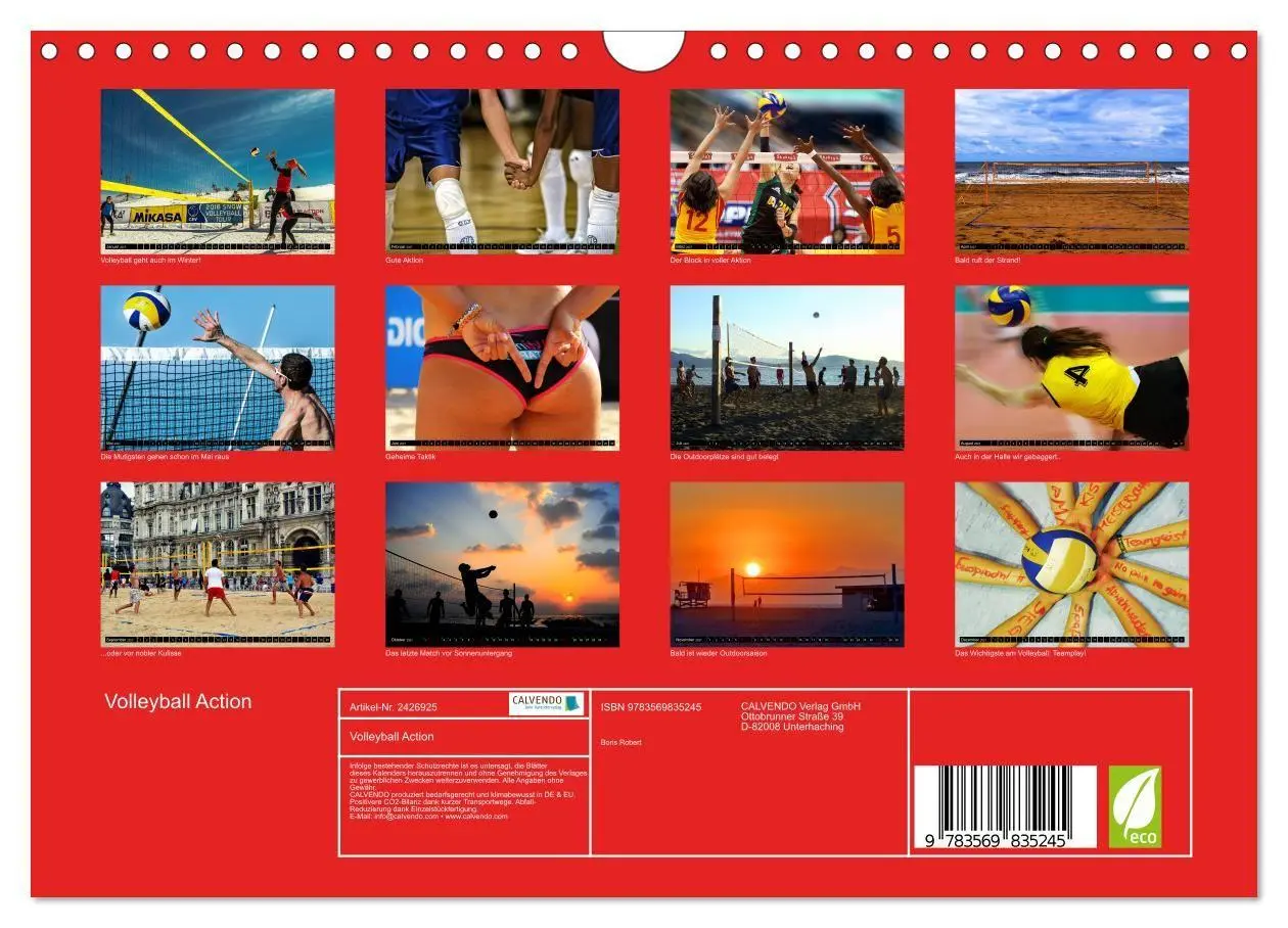 Bild: 9783569835245 | Volleyball Action (Wandkalender 2027 DIN A4 quer), CALVENDO...