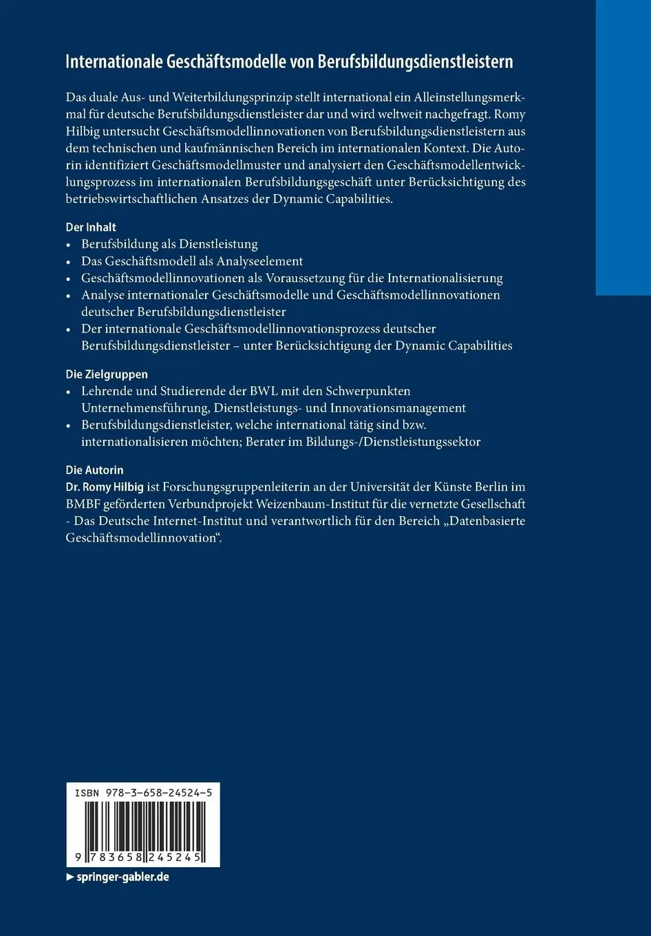 Rückseite: 9783658245245 | Internationale Geschäftsmodelle von Berufsbildungsdienstleistern