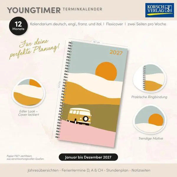 Bild: 9783819305245 | Taschenkalender Youngtimer Vanlife 2027 | Korsch Verlag | Buch | 2027