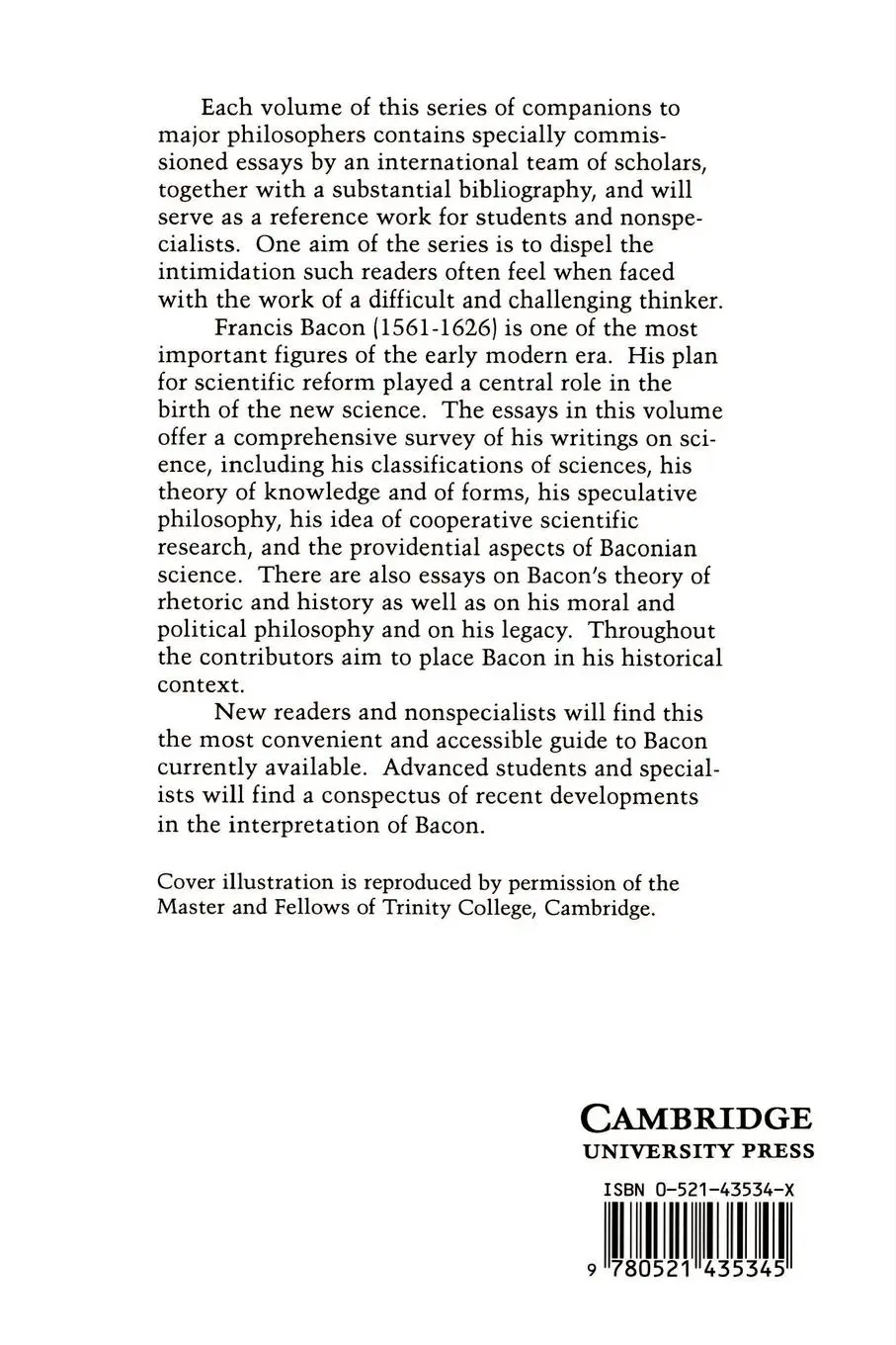 Rückseite: 9780521435345 | The Cambridge Companion to Bacon | Markku Peltonen | Taschenbuch