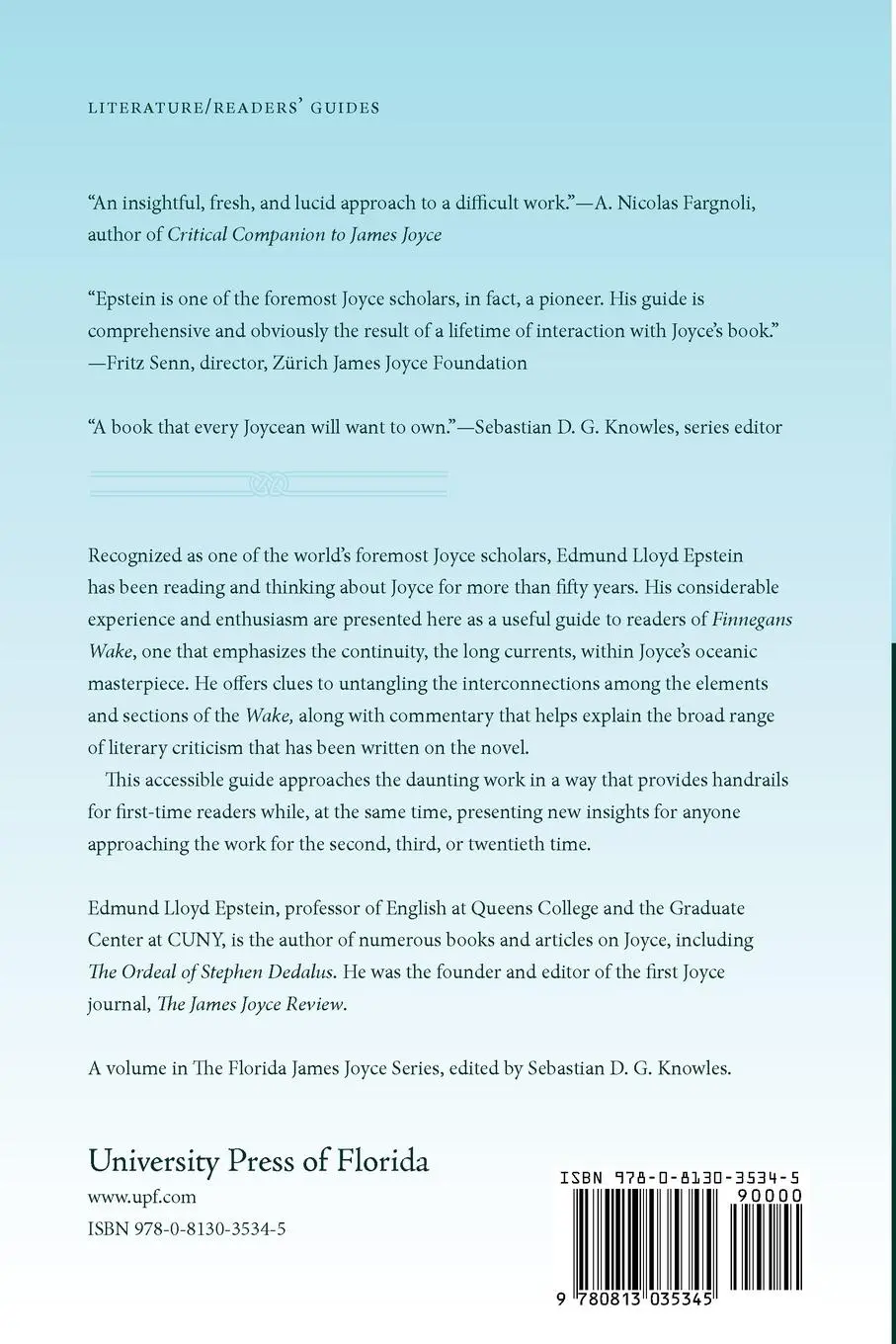 Rückseite: 9780813035345 | A Guide Through Finnegans Wake | Edmund Lloyd Epstein | Taschenbuch