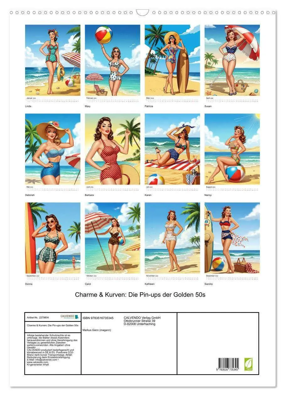 Bild: 9783516735345 | Charme &amp; Kurven: Die Pin-ups der Golden 50s (Wandkalender 2026 DIN...