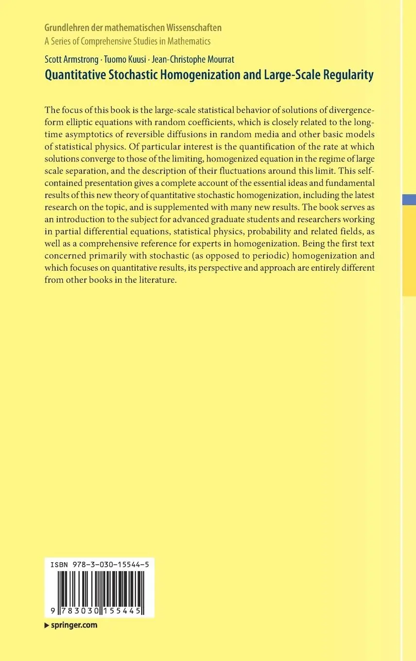 Rückseite: 9783030155445 | Quantitative Stochastic Homogenization and Large-Scale Regularity Rückseite: 9783030155445 | Quantitative Stochastic Homogenization and Large-Scale Regularity