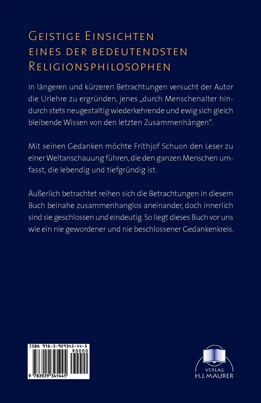 Rückseite: 9783929345445 | Leitgedanken zur Urbesinnung | Frithjof Schuon | Taschenbuch | 152 S.