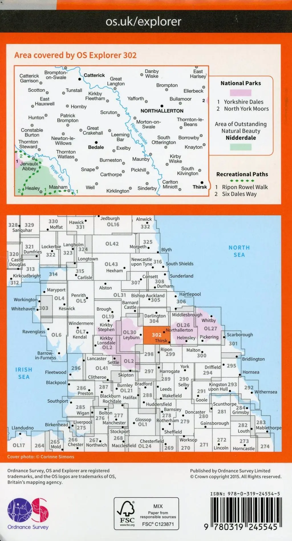 Bild: 9780319245545 | Northallerton and Thirsk - Catterick and Bedale | Ordnance Survey