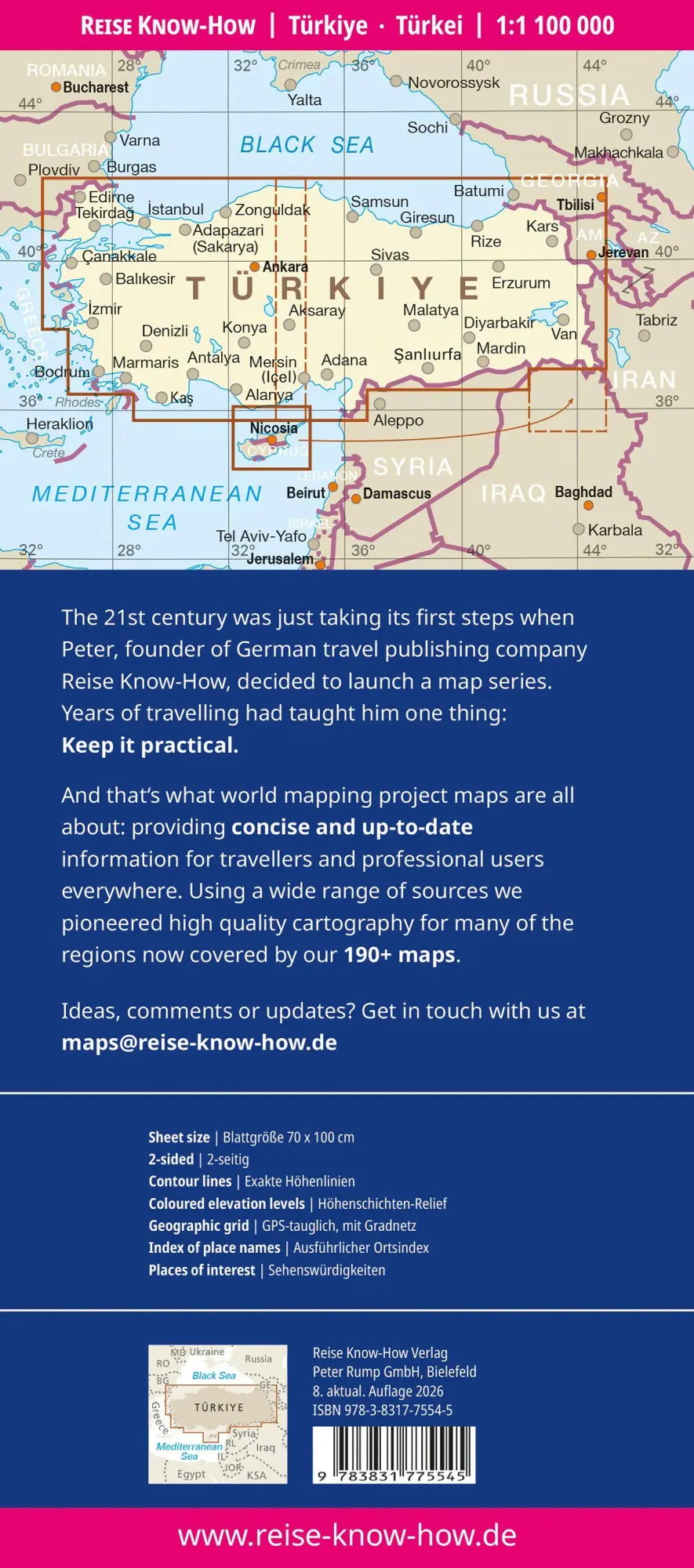 Bild: 9783831775545 | Reise Know-How Landkarte Türkei / Türkiye (1:1.100.000) | (Land-)Karte
