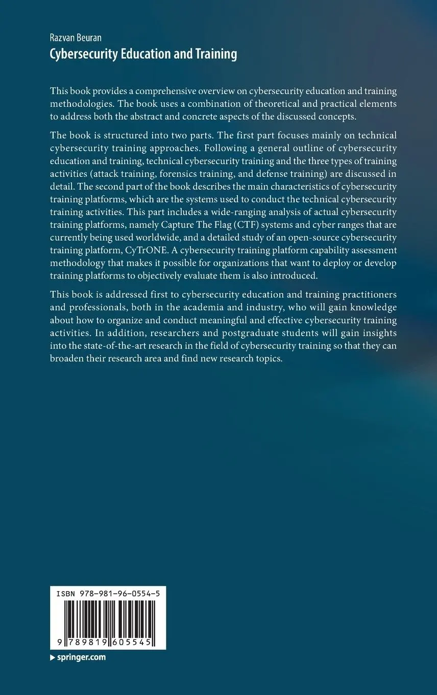 Rückseite: 9789819605545 | Cybersecurity Education and Training | Razvan Beuran | Buch | xvi