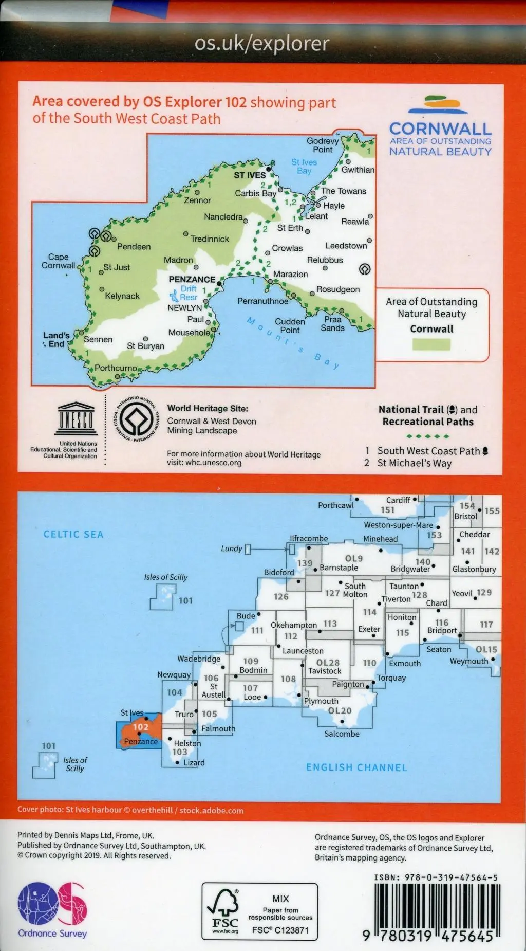 Bild: 9780319475645 | Land's End | Penzance &amp; St Ives | (Land-)Karte | Karte/Landkarte