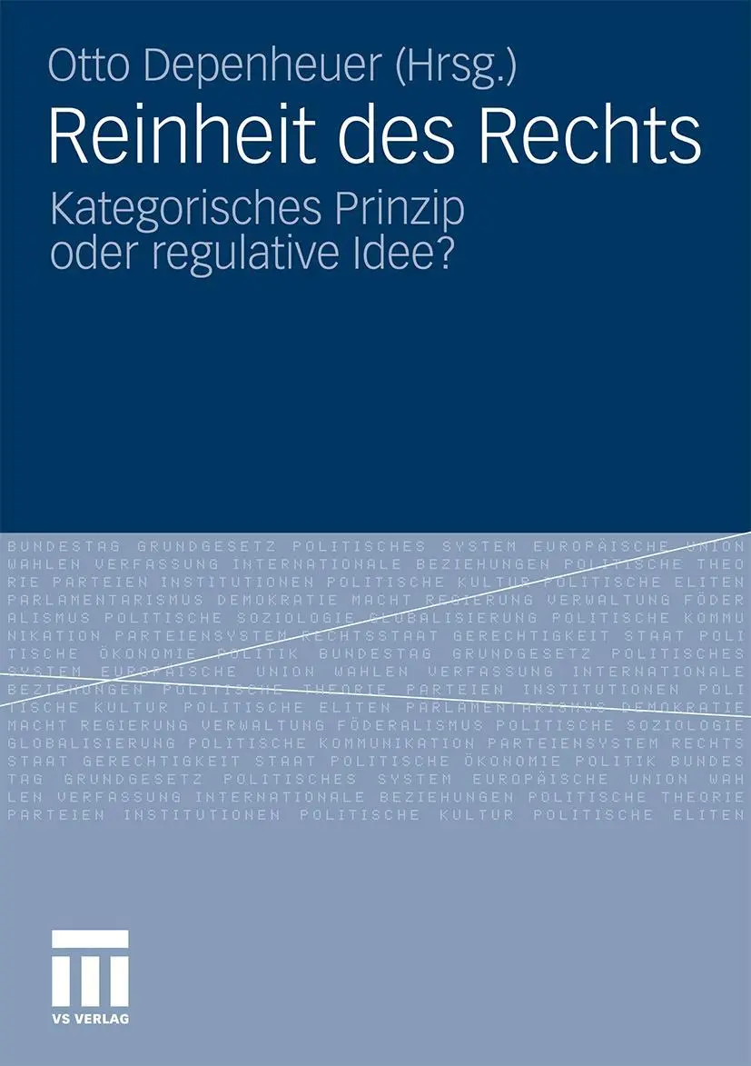 Cover: 9783531175645 | Reinheit des Rechts | Kategorisches Prinzip oder regulative Idee?