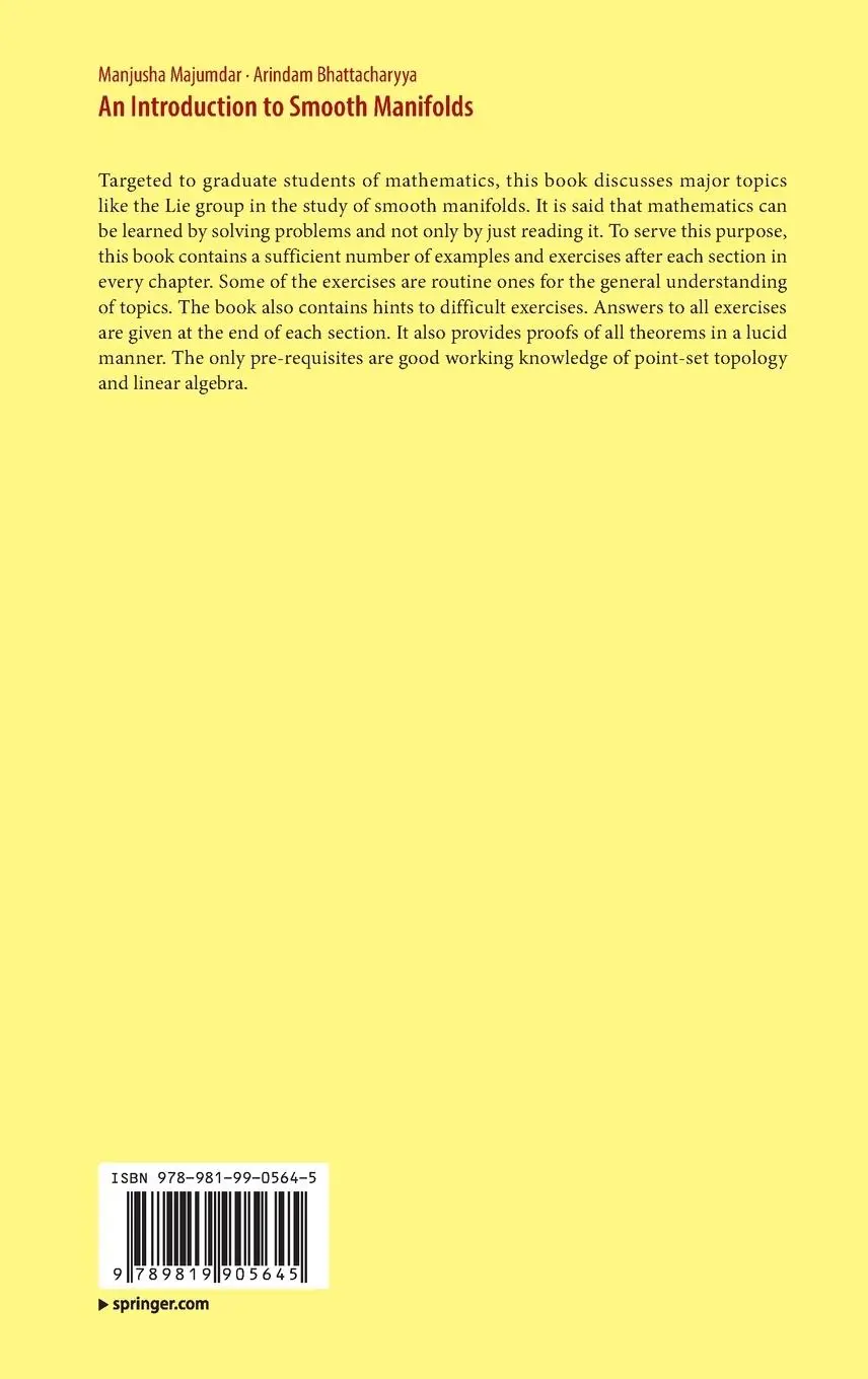 Rückseite: 9789819905645 | An Introduction to Smooth Manifolds | Arindam Bhattacharyya (u. a.)