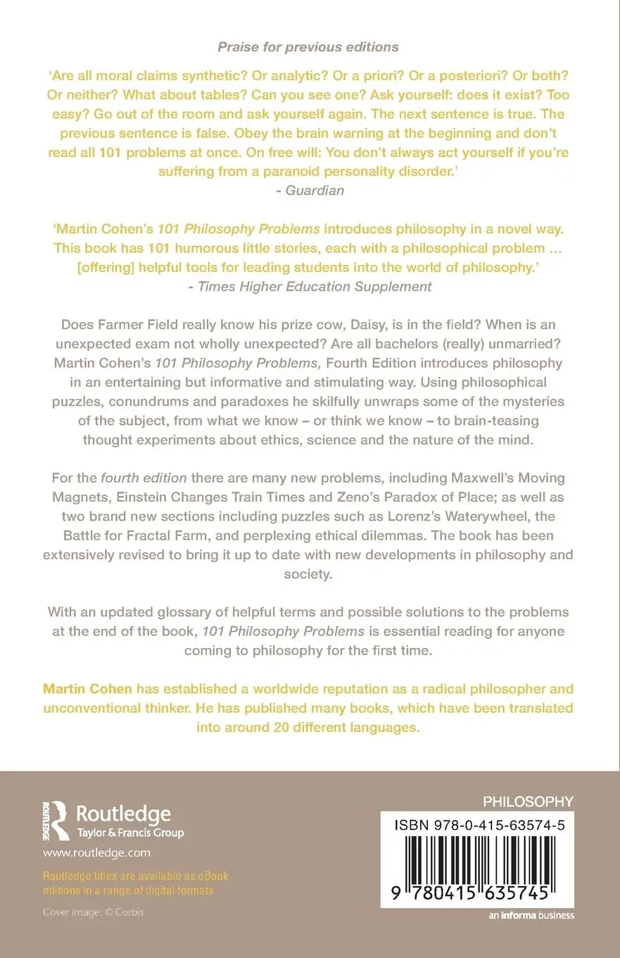 Rückseite: 9780415635745 | 101 Philosophy Problems | Martin Cohen | Taschenbuch | Englisch | 2013