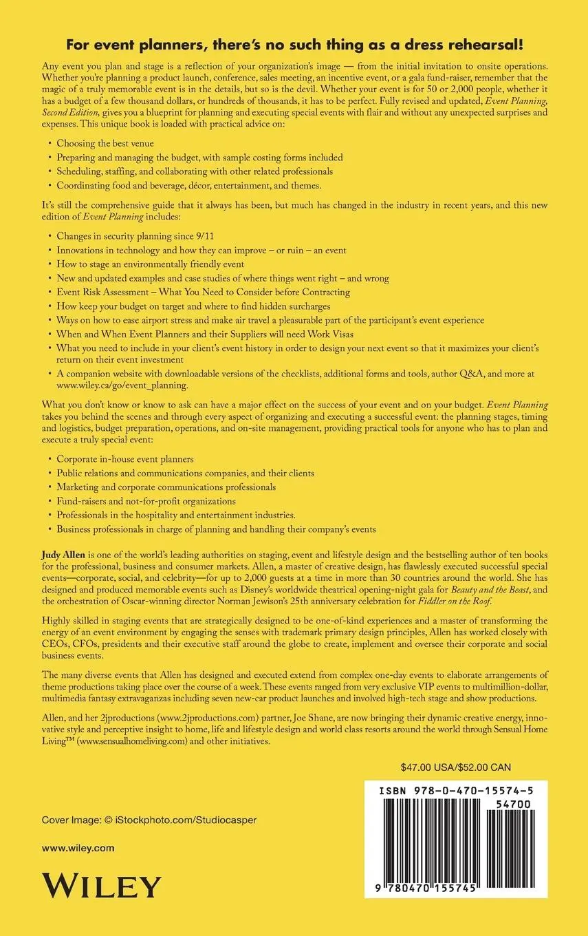 Rückseite: 9780470155745 | Event Planning | Judy Allen | Buch | Englisch | 2009 | Wiley