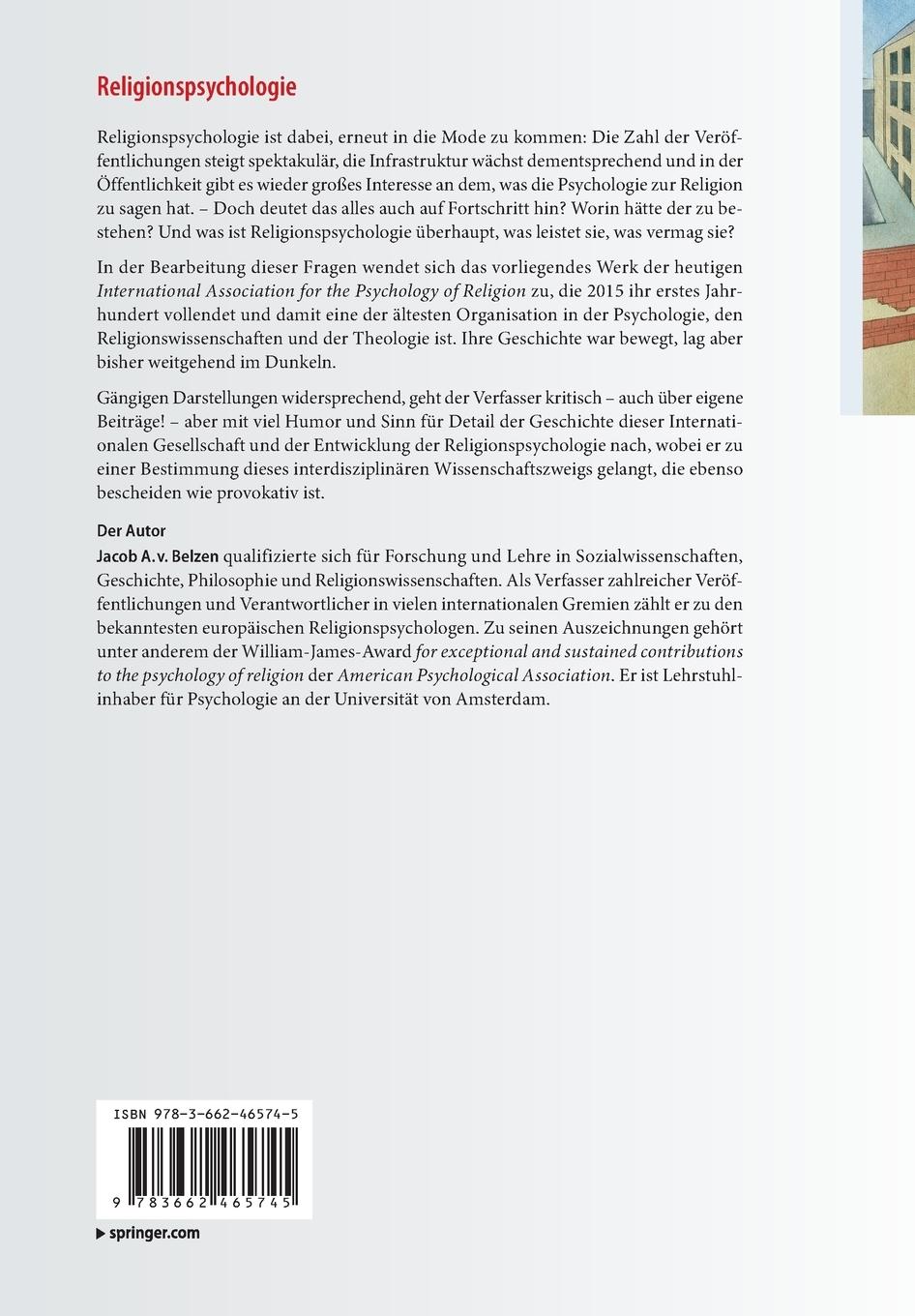 Rückseite: 9783662465745 | Religionspsychologie | Jacob A. van Belzen | Taschenbuch | xi | 2015