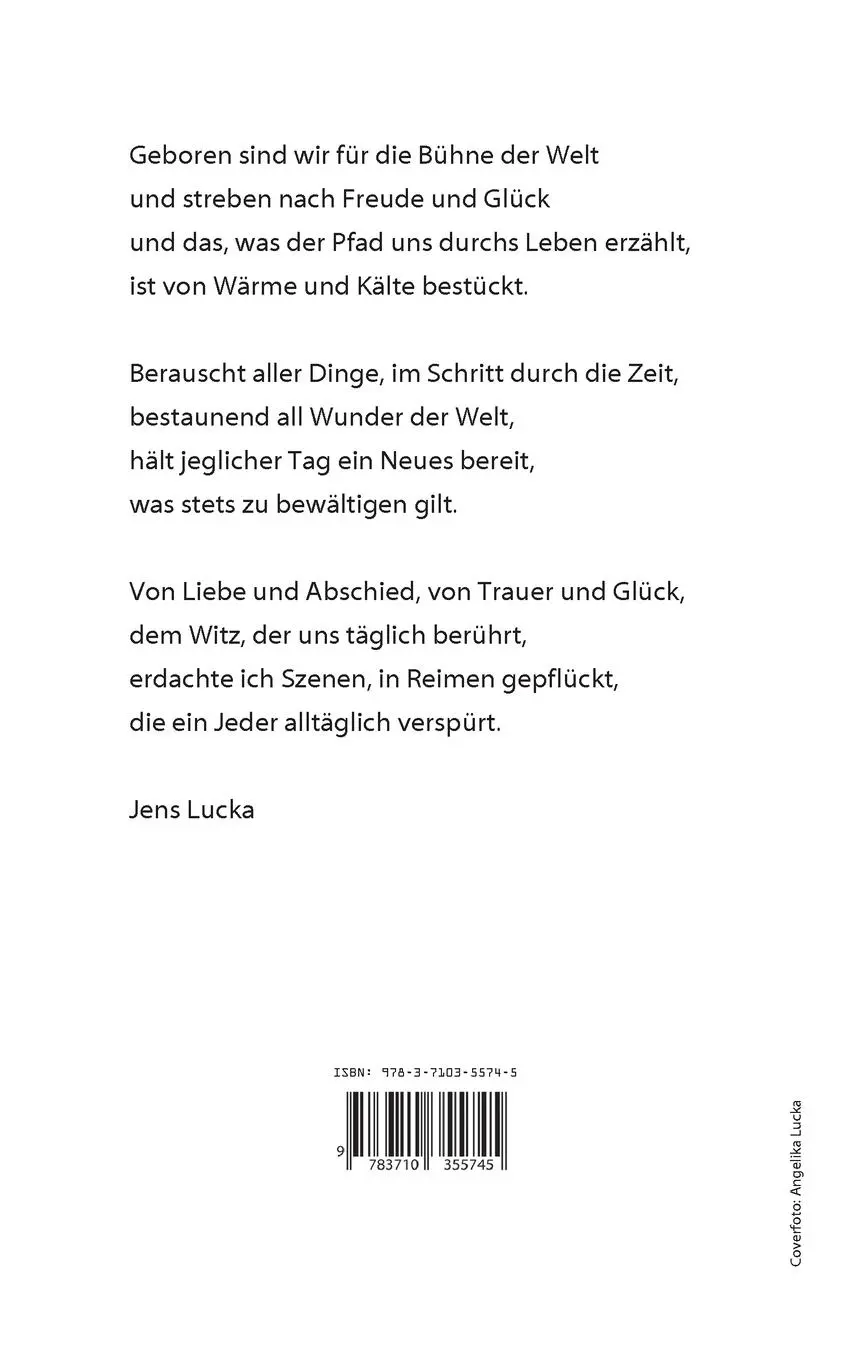 Rückseite: 9783710355745 | Gedichte von den Dingen des Lebens | Jens Lucka | Taschenbuch | 108 S.