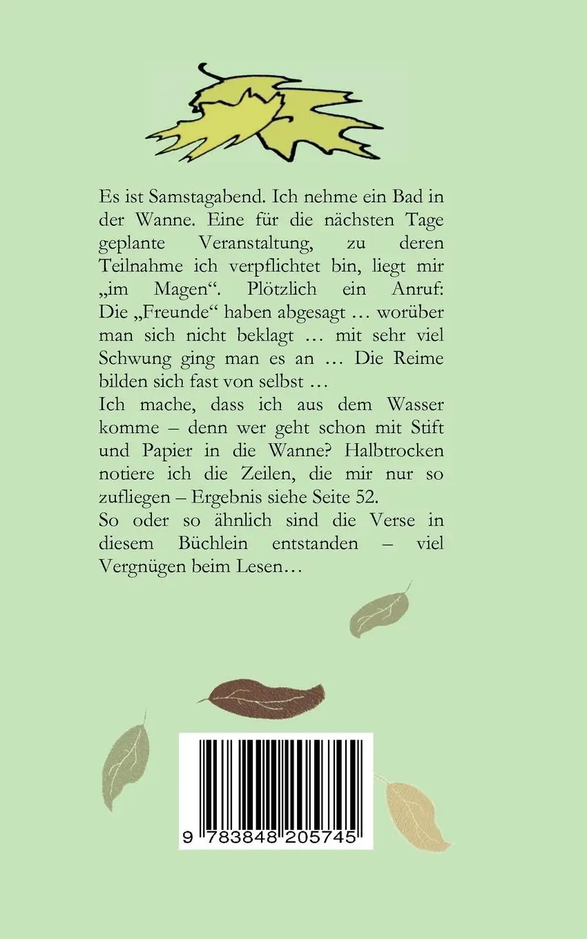 Rückseite: 9783848205745 | Der Apfel und andere bunte Blätter | Gedichte und anderes Gereimtes