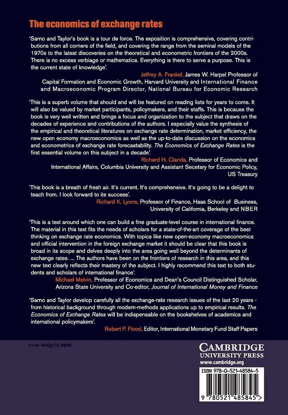 Rückseite: 9780521485845 | The Economics of Exchange Rates | Lucio Sarno (u. a.) | Taschenbuch