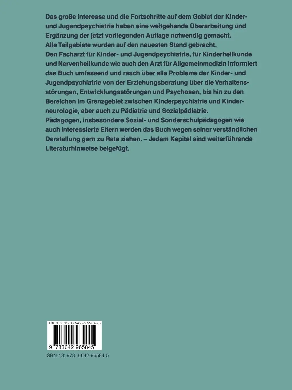 Rückseite: 9783642965845 | Lehrbuch der speziellen Kinder- und Jugendpsychiatrie | Taschenbuch