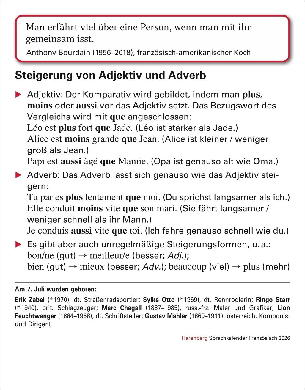 Bild: 9783840035845 | Französisch Sprachkalender 2026 - Französisch lernen leicht gemacht...