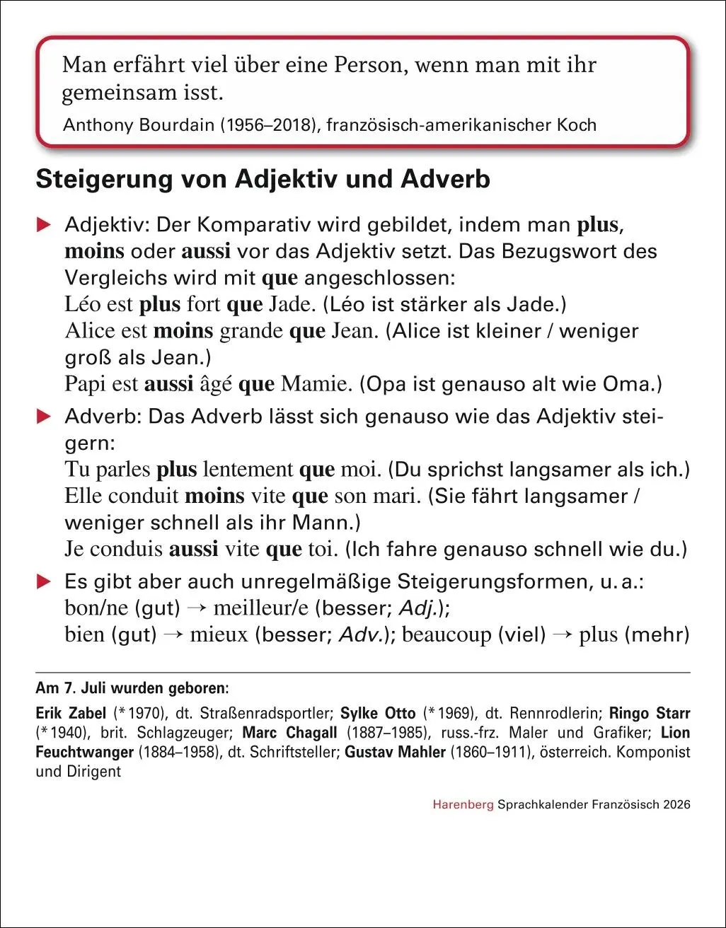 Bild: 9783840035845 | Französisch Sprachkalender 2026 - Französisch lernen leicht gemacht...