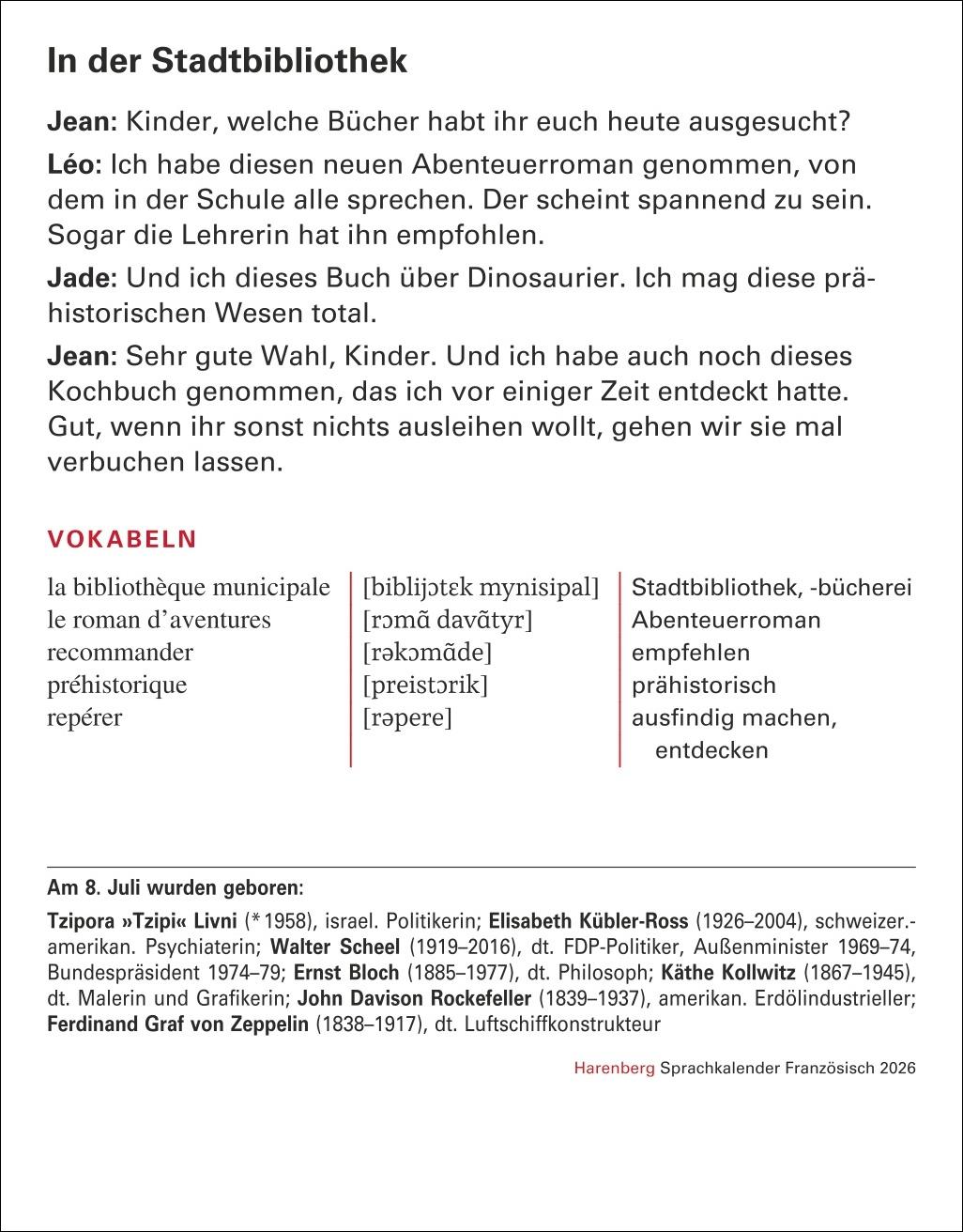 Bild: 9783840035845 | Französisch Sprachkalender 2026 - Französisch lernen leicht gemacht...