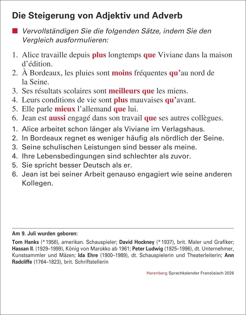 Bild: 9783840035845 | Französisch Sprachkalender 2026 - Französisch lernen leicht gemacht...