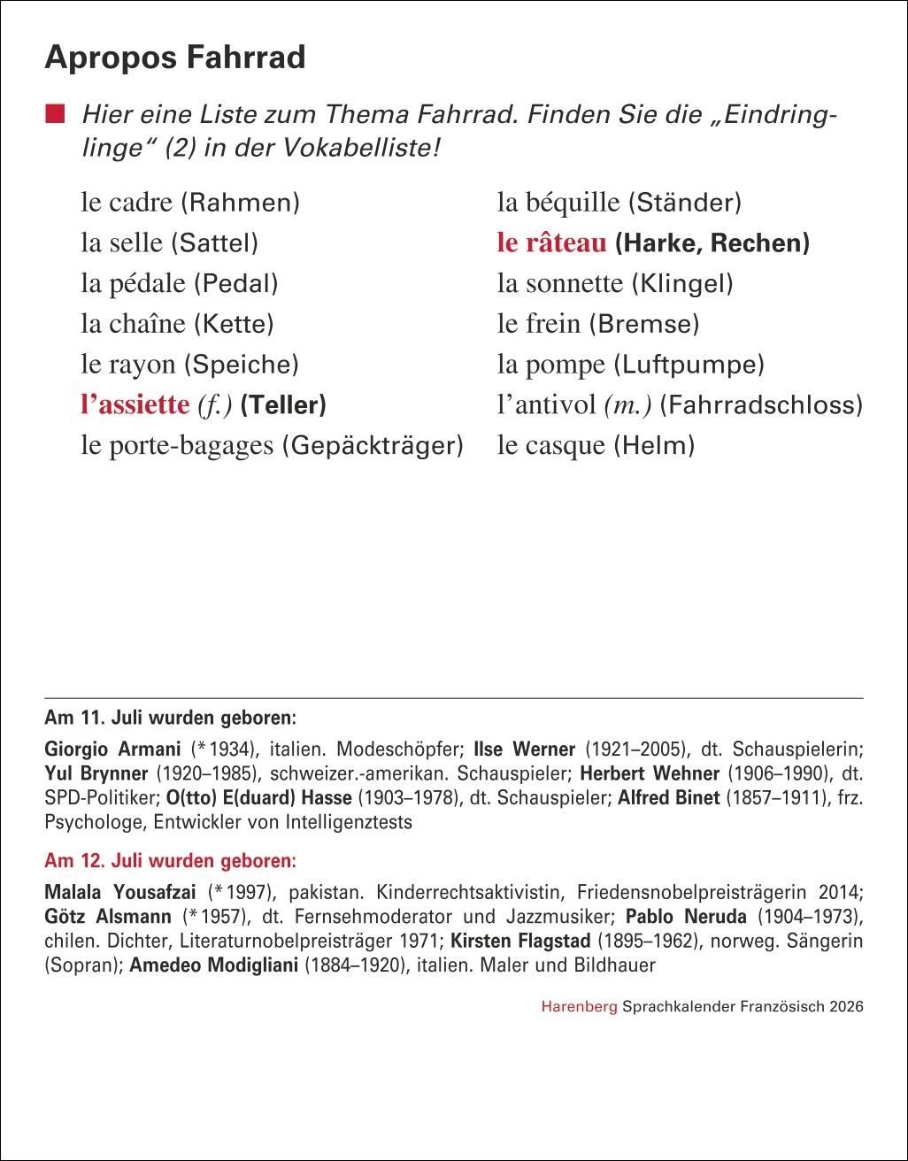 Bild: 9783840035845 | Französisch Sprachkalender 2026 - Französisch lernen leicht gemacht...