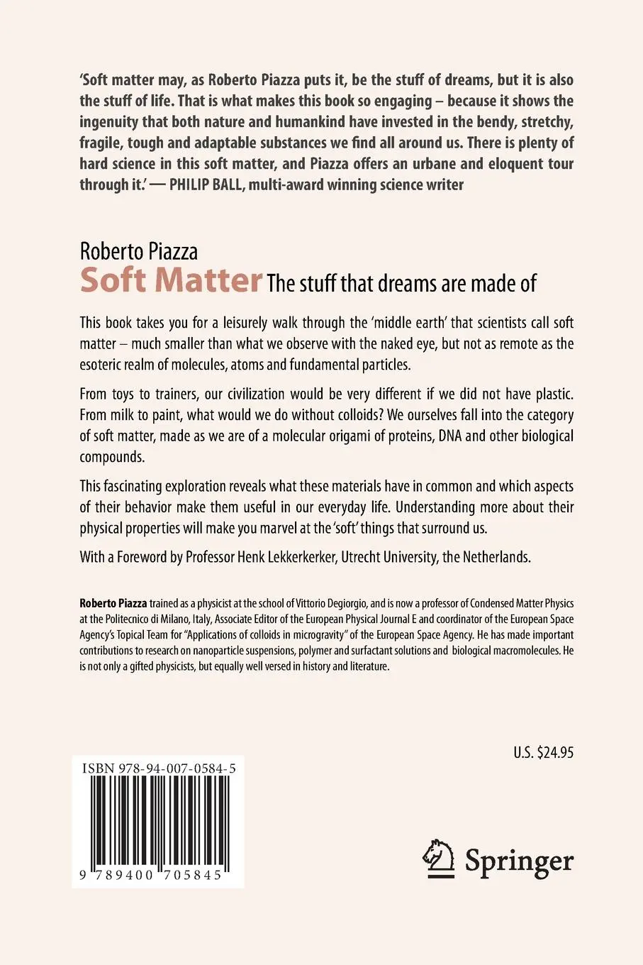 Rückseite: 9789400705845 | Soft Matter | The stuff that dreams are made of | Roberto Piazza | xiv