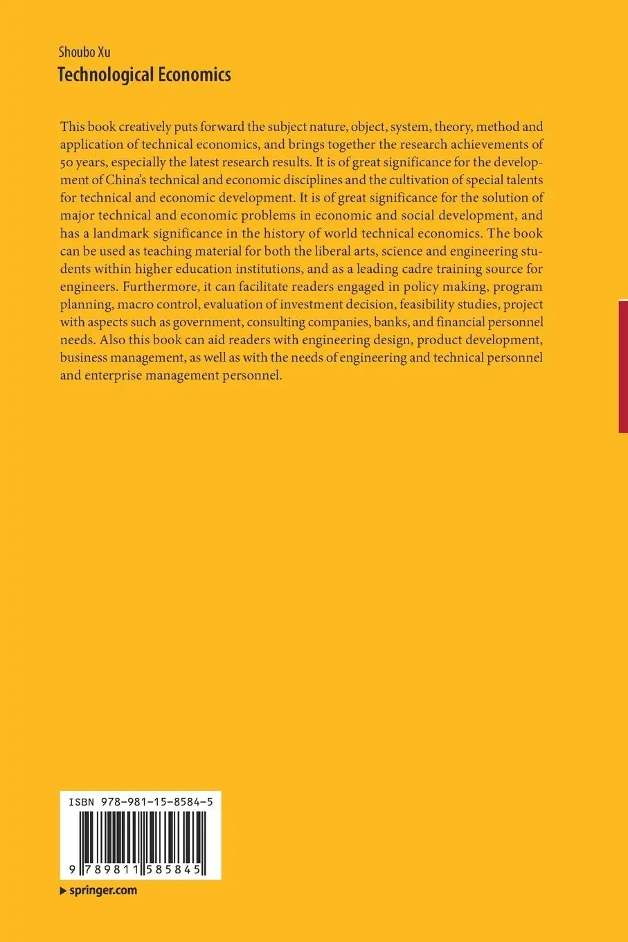 Rückseite: 9789811585845 | Technological Economics | Shoubo Xu | Taschenbuch | xxviii | Englisch