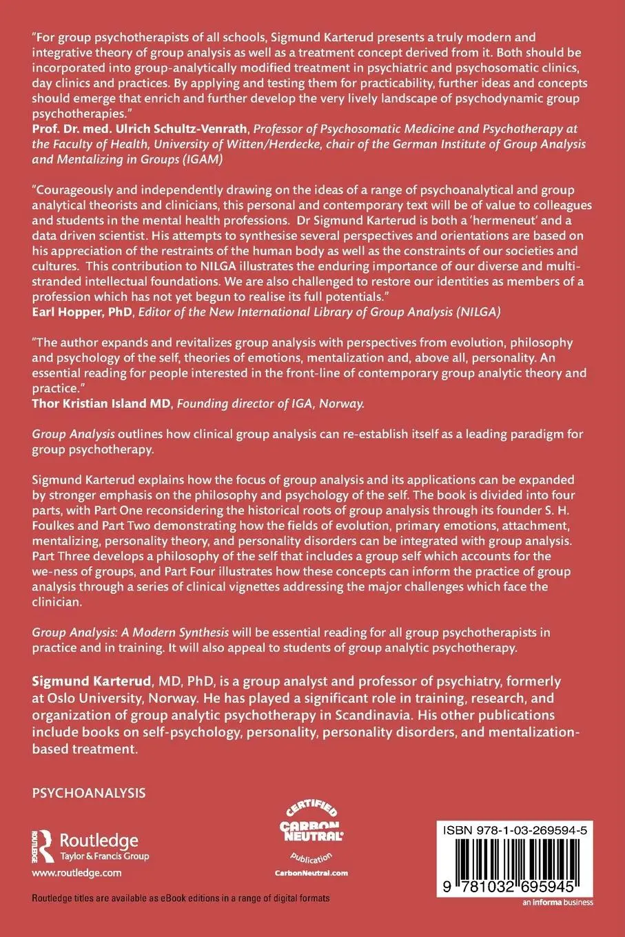 Rückseite: 9781032695945 | Group Analysis | A Modern Synthesis | Sigmund Karterud | Taschenbuch
